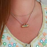 Gouden ketting little chain turquoise